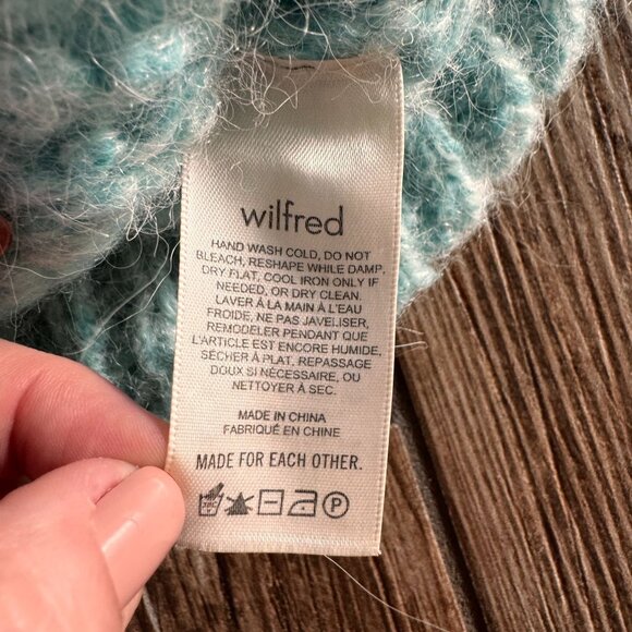 Wilfred Slouchy Cropped Mock Neck Sweater Womens XS Alpaca Ribbed Soft Pastel - Picture 7 of 8